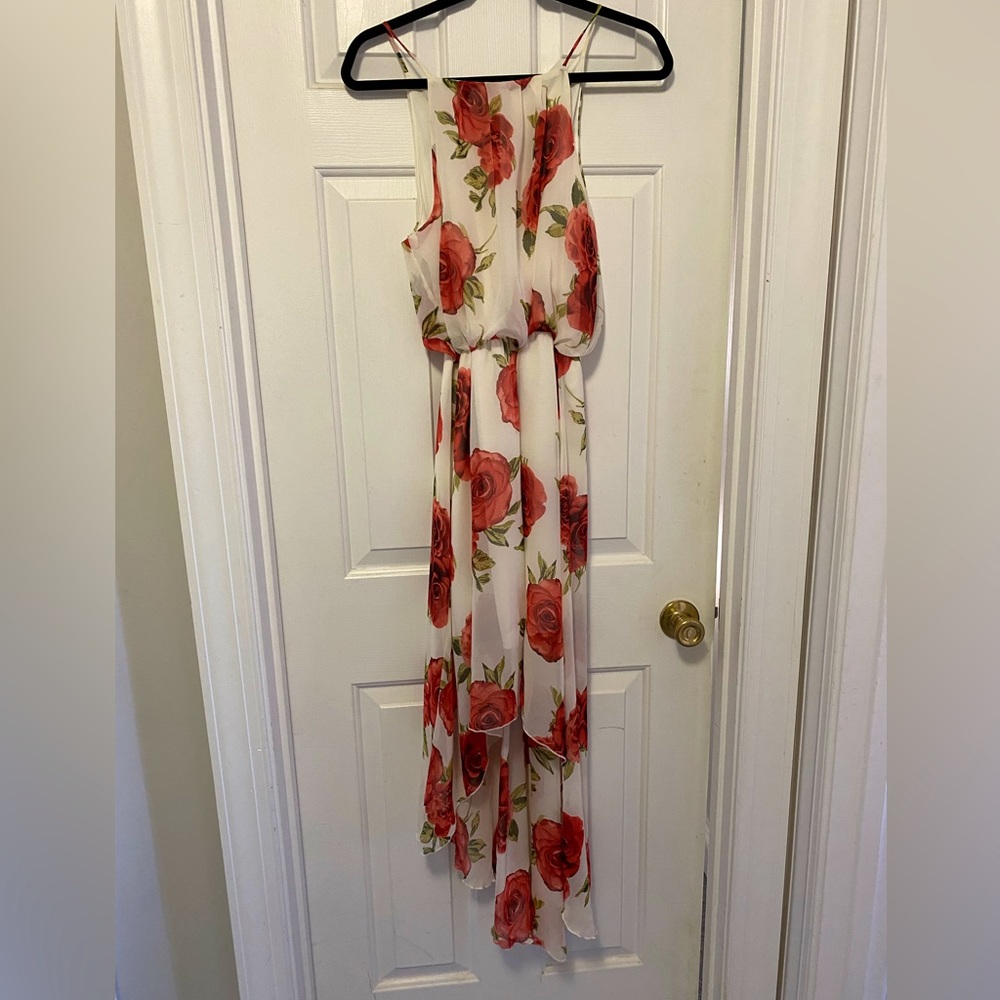 Cream & Floral hi-low dress